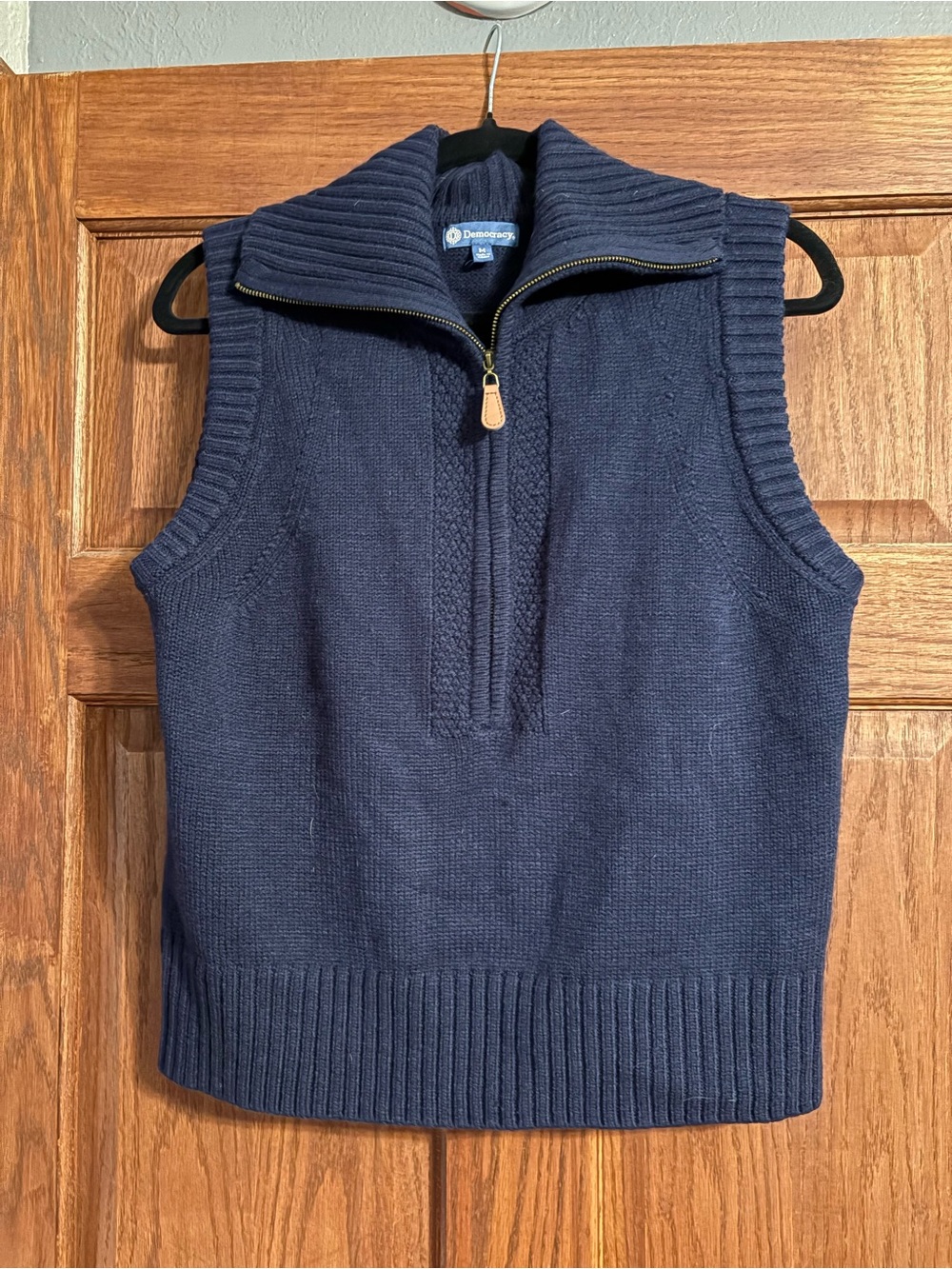 Democracy Women’s Navy Half-Zip Knit Vest